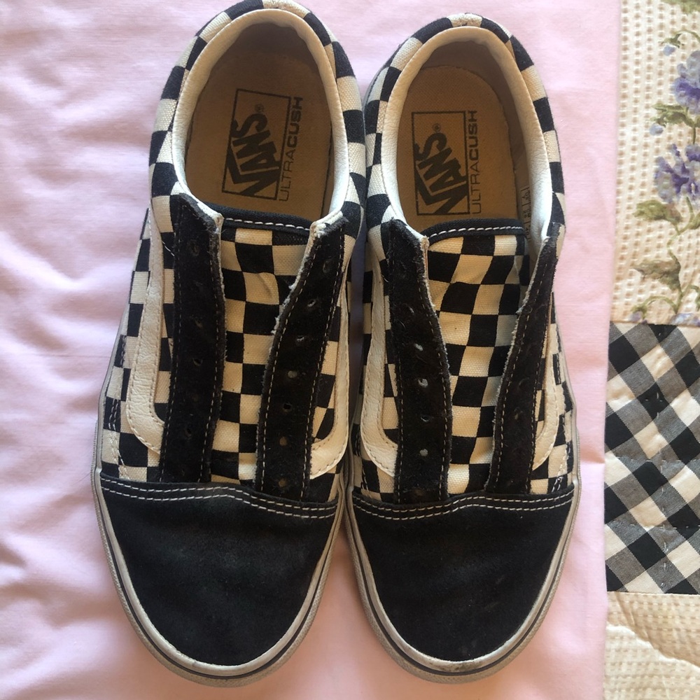 Vans Black and White Slip-On Shoes